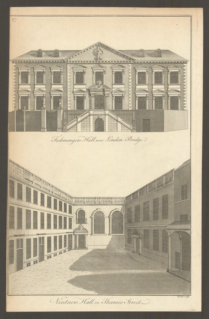 Fishmongers Hall near London Bridge / Vintners Hall in Thames Street 1760